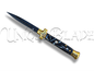 9" Italian stiletto automatic switchblade knife - Marble Black / Brass Bolsters