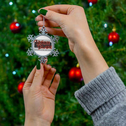  Pewter Snowflake Ornament - Intricately designed holiday decoration crafted from pewter, ideal for festive adornment during winter celebrations.