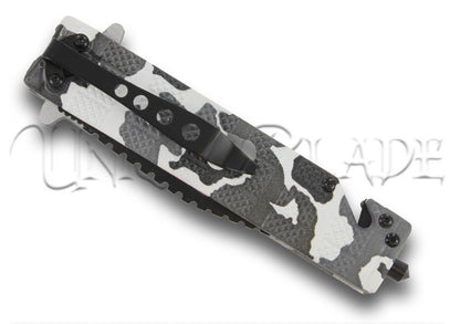 Adrenaline Rush Snow Camo Spring Assist Knife