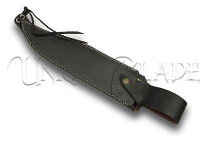 Black Elm Handle Damascus Bowie