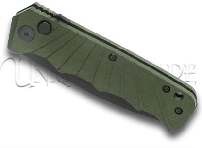 Delta Force Automatic Knife OD Green Aluminum Drop Point - Black Serr