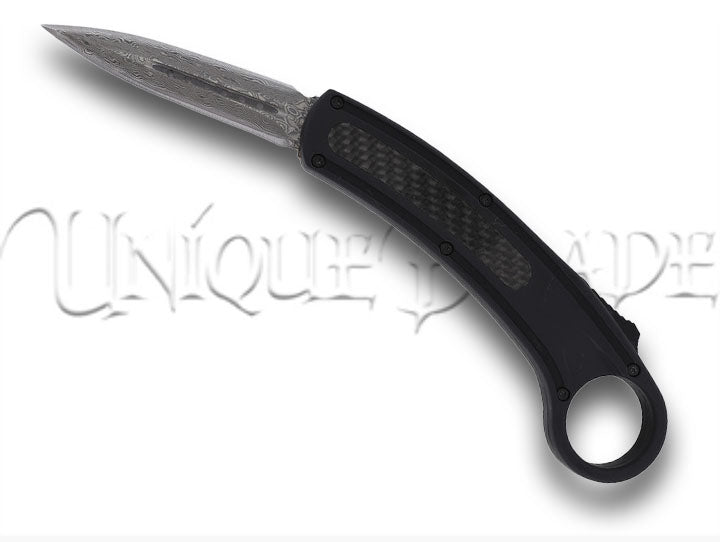 Devil’s Dance Karambit Style Damascus Steel Automatic Dual Action OTF Knife: Unleash Elegance and Precision with this Unique and Formidable Blade.