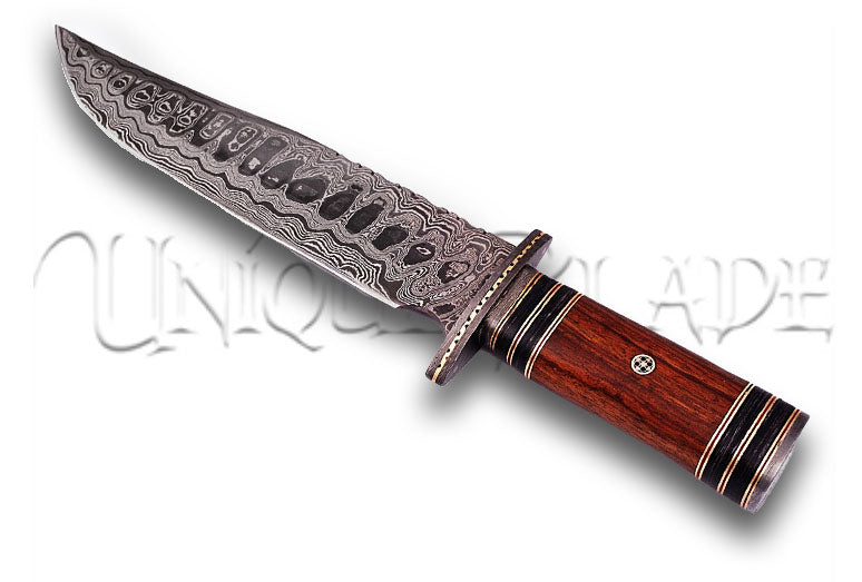 Hunt for Life Ruffian Outlaw Damascus Steel Hunting Knife - Embrace the wild side with this outlaw-inspired hunting knife, featuring Damascus steel for a perfect blend of ruggedness and refined craftsmanship, designed for life's adventurous pursuits.