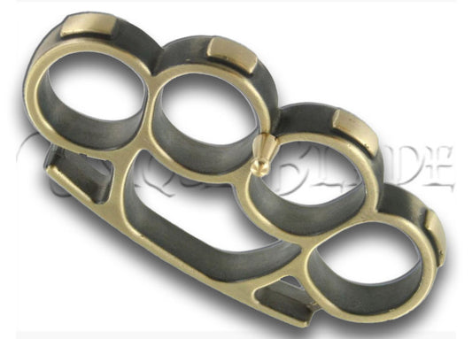 Iron Fist Knuckleduster Paperweight Buckle: Champaign - Combine style and strength with this brass knuckleduster paperweight buckle, a unique accessory in a distinctive champaign finish.