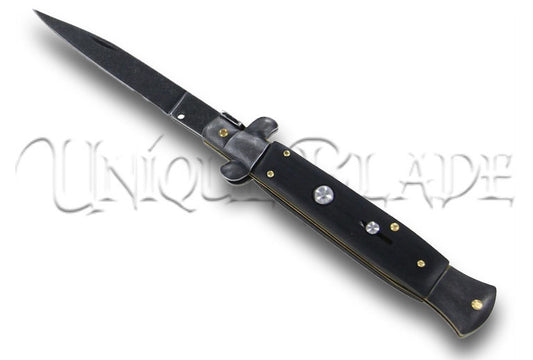 Italian Dark Secrets Stainless Steel Automatic Stiletto Knife - Unlock the allure of mystery with this Italian stiletto knife, crafted from stainless steel and featuring an automatic deployment for a touch of dark sophistication.