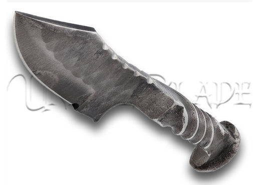 Jagged Cliffside Full Tang Twisted Handle Diamond Pattern Clip Point Blade Hiking Camping Hunting Railroad Spike Knife - Conquer the rugged terrain with this unique railroad spike knife, combining a twisted handle design and diamond-patterned clip point blade for an adventurous edge.