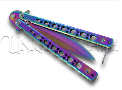 King’s Thorn Balisong Butterfly Knife Flipper Knife Aurora Titanium