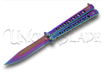 King’s Thorn Balisong Butterfly Knife Flipper Knife Aurora Titanium