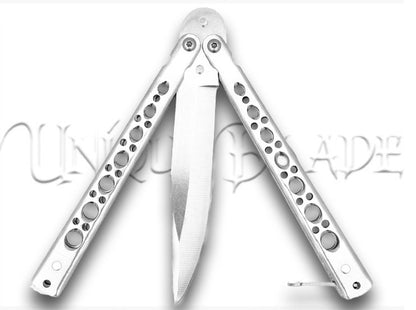 King’s Thorn Balisong Butterfly Knife Flipper Knife Morning Silver