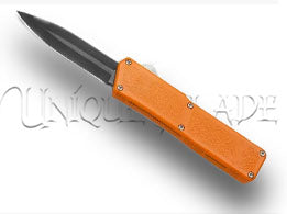 Lightning Orange OTF Automatic Knife - Dagger Black Plain