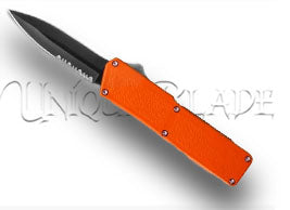 Lightning Orange OTF Automatic Knife - Black Dagger Serr