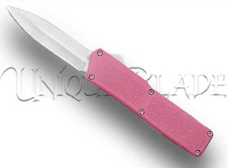 Lightning Pink OTF Automatic Knife - Dagger Satin Plain