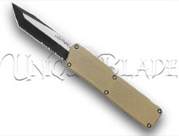 Lightning Tan OTF Automatic Knife - Tanto Two Tone Serrated