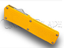 Lightning Yellow OTF Automatic Knife - Satin Dagger Serr