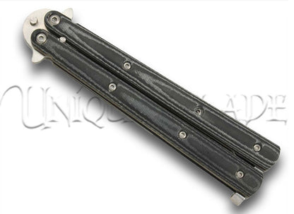 Micarta Simple Butterfly Black Micarta Knife Stainless Steel Blade Clip Point Balisong Knives