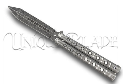 Steel Coal Strike Butterfly Balisong Knife Stonewash Dagger Blade