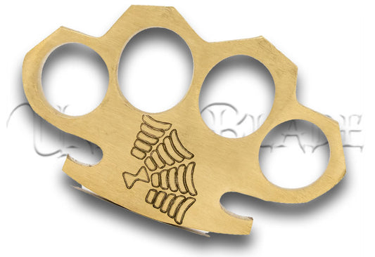 Suspension of Doubt 100% Pure Brass Knuckle Paper Weight Accessory - Solid Assurance - This brass knuckle paperweight accessory offers a sturdy and stylish way to keep doubts at bay, making a bold statement on your desk.