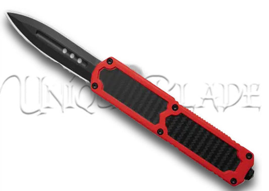 Titan Red OTF Sim Carbon Fiber Automatic Knife - Dagger Black