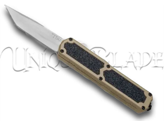 Titan Tan OTF Automatic Knife - Tanto Satin