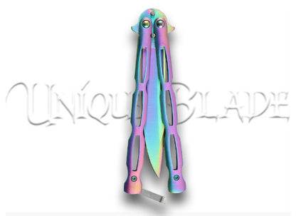 Unchained Titanium Rainbow Tactical Balisong Butterfly Knife