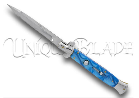 Wave Breaker Light Blue Automatic Push Button Stiletto Knife