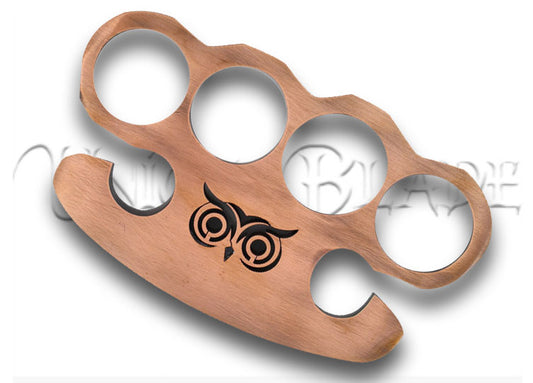 What A Hoot Pure Solid Brass Knuckle Duster Novelty Paper Weight Knuckle w/ Copper Plate Coating