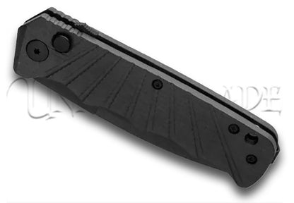 Delta Force Automatic Knife Black Aluminum - Black Plain