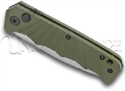 Delta Force Automatic Knife Green Aluminum - Satin Plain