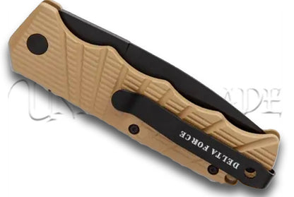 Delta Force Automatic Knife Tan Aluminum - Black Serrated