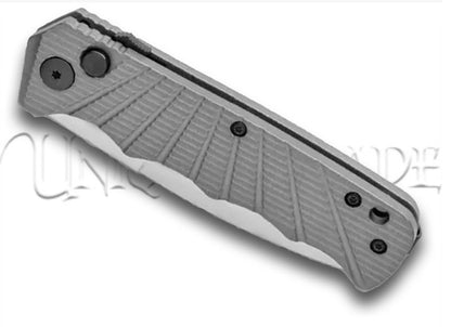 Delta Force Automatic Knife Gray Aluminum - Satin Serrated