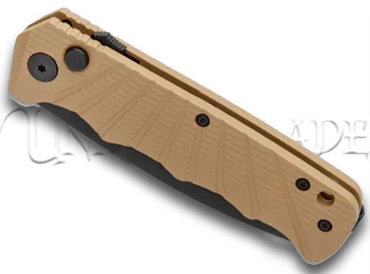 Delta Force Automatic Knife Tan Aluminum - Black Plain