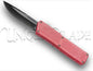 Lightning Pink OTF Automatic Knife - Black - Plain Blade: A vibrant and stylish OTF knife with a sleek black plain blade, combining functionality with a touch of color.