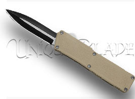 Lightning Tan OTF Automatic Knife - Dagger Two Tone Plain