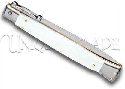 Frank B. 11" Italian Stiletto Swinguard White Automatic Knife - Dagger